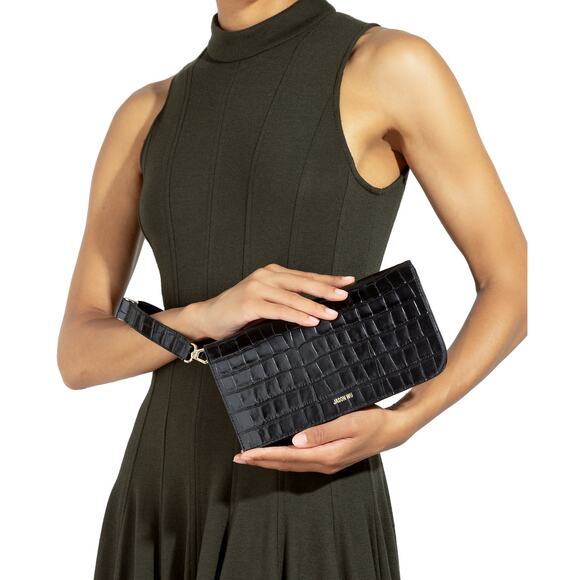 Jason Wu Elsa Croc Embossed Large Leather Wristlet - Picture 2 of 8
